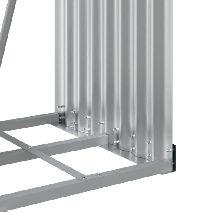 Porte-bûches argenté 40x45x170 cm acier galvanisé – Image 6