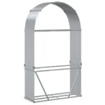 Porte-bûches argenté 120x45x210 cm acier galvanisé – Image 4