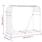 Porte-bûches argenté 120x45x100 cm acier galvanisé – Image 7