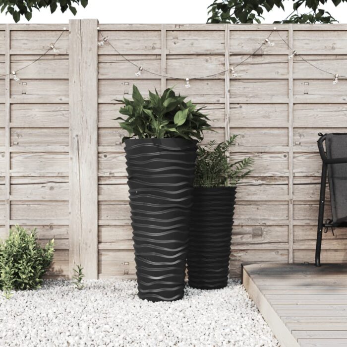 Jardinière et intérieur amovible anthracite aspect rainuré – Image 1