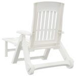 Chaise longue pliable avec roues blanc PP – Image 3