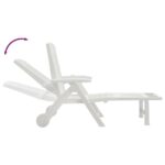 Chaise longue pliable avec roues blanc PP – Image 4
