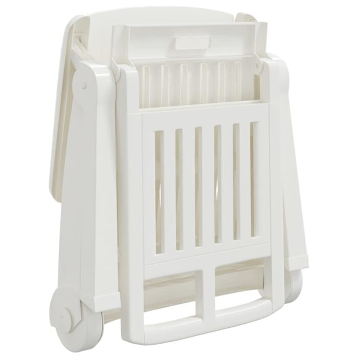 Chaise longue pliable avec roues blanc PP – Image 5