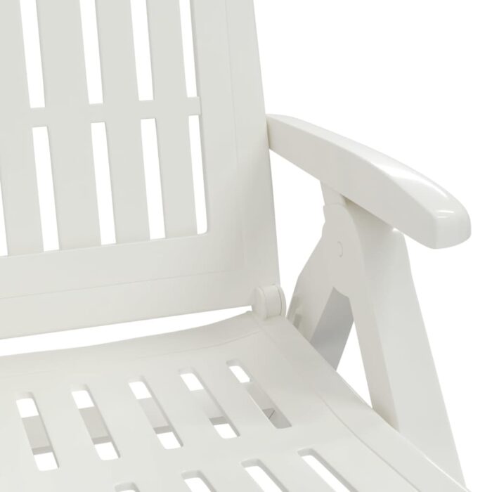 Chaise longue pliable avec roues blanc PP – Image 6