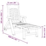 Chaise longue pliable avec roues blanc PP – Image 7