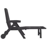 Chaise longue pliable avec roues anthracite PP – Image 2