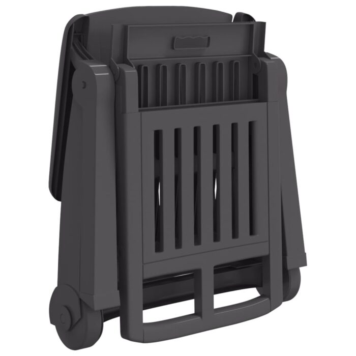 Chaise longue pliable avec roues anthracite PP – Image 5