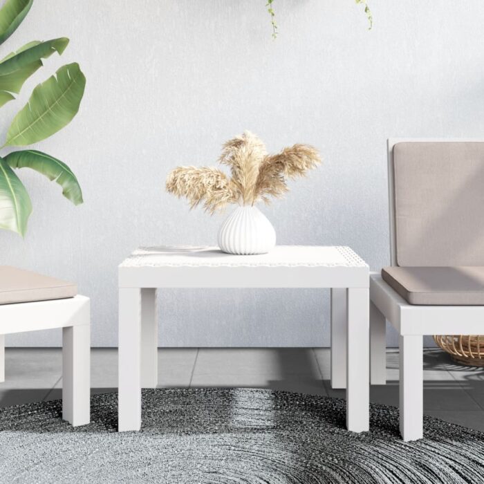 Table de jardin blanc 59x47x40 cm PP – Image 1