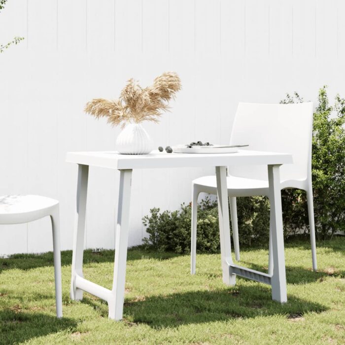 Table de camping blanc 79x56x64 cm PP aspect de bois – Image 1