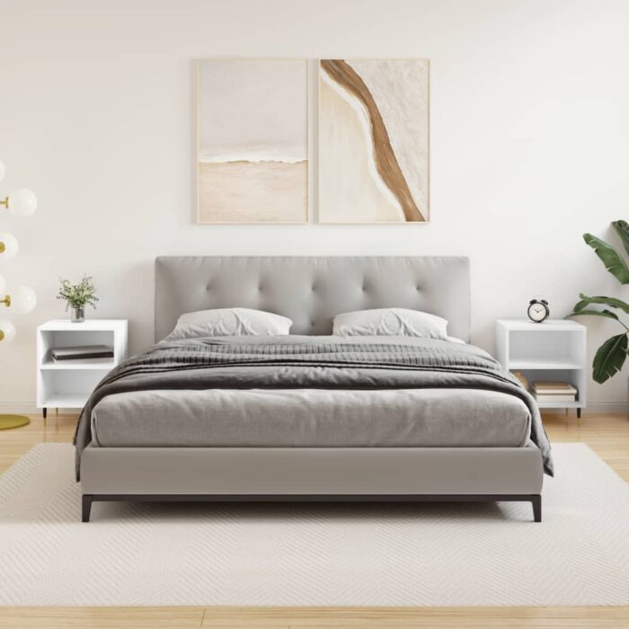 Tables de chevet 2 pcs blanc 40x30x50 cm bois d'ingénierie – Image 1