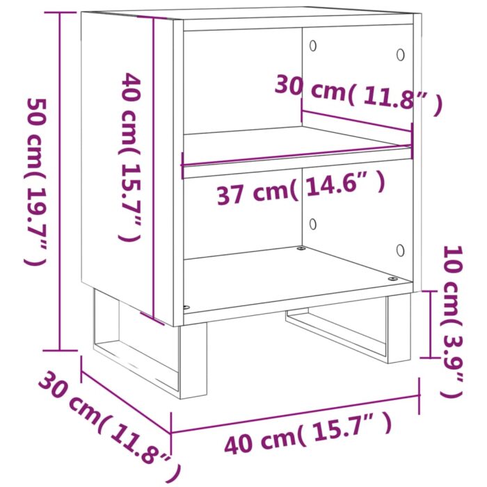 Tables de chevet 2 pcs blanc 40x30x50 cm bois d'ingénierie – Image 8