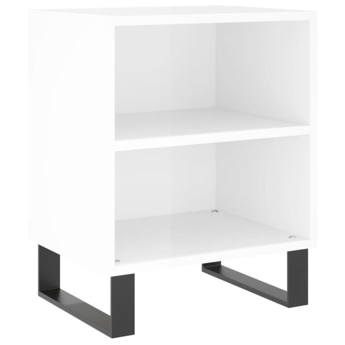 Tables de chevet 2pcs blanc brillant 40x30x50cm bois ingénierie – Image 2