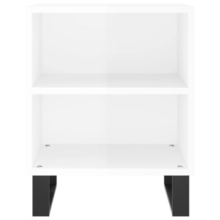 Tables de chevet 2pcs blanc brillant 40x30x50cm bois ingénierie – Image 3
