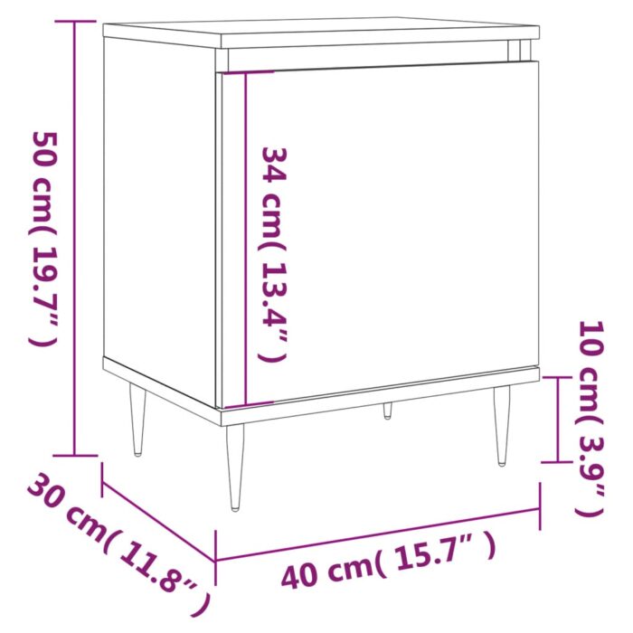 Tables de chevet 2 pcs blanc 40x30x50 cm bois d'ingénierie – Image 10