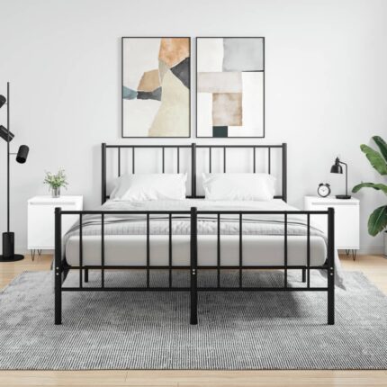 Tables de chevet 2 pcs blanc 40x30x50 cm bois d'ingénierie