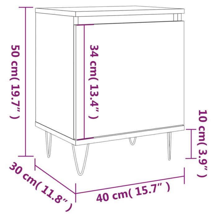 Tables de chevet 2 pcs chêne fumé 40x30x50 cm bois d'ingénierie – Image 10