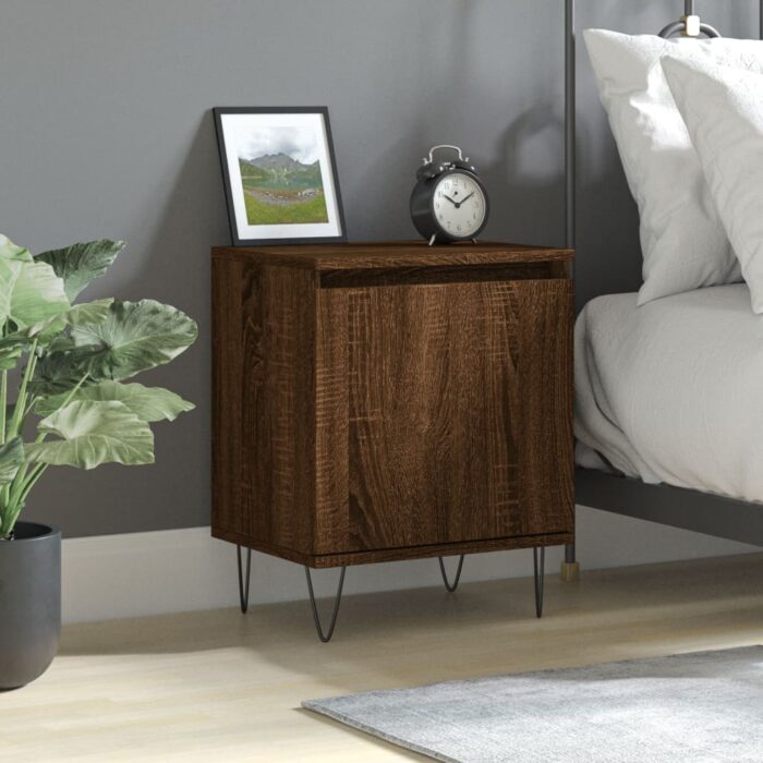 Table de chevet chêne marron 40x30x50 cm bois d'ingénierie – Image 1