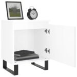 Tables de chevet 2pcs blanc brillant 40x30x50cm bois ingénierie – Image 2