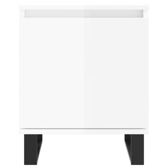 Tables de chevet 2pcs blanc brillant 40x30x50cm bois ingénierie – Image 3