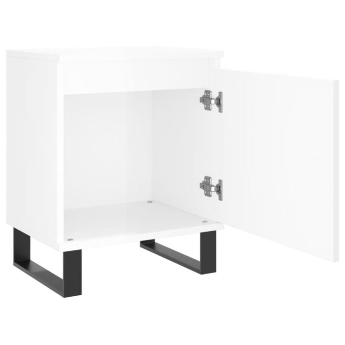 Tables de chevet 2pcs blanc brillant 40x30x50cm bois ingénierie – Image 4