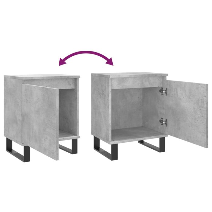 Tables de chevet 2 pcs gris béton 40x30x50 cm bois d'ingénierie – Image 7