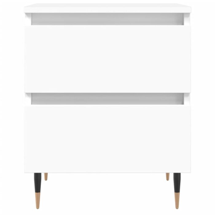 Table de chevet Blanc 40x35x50 cm Bois d’ingénierie – Image 3