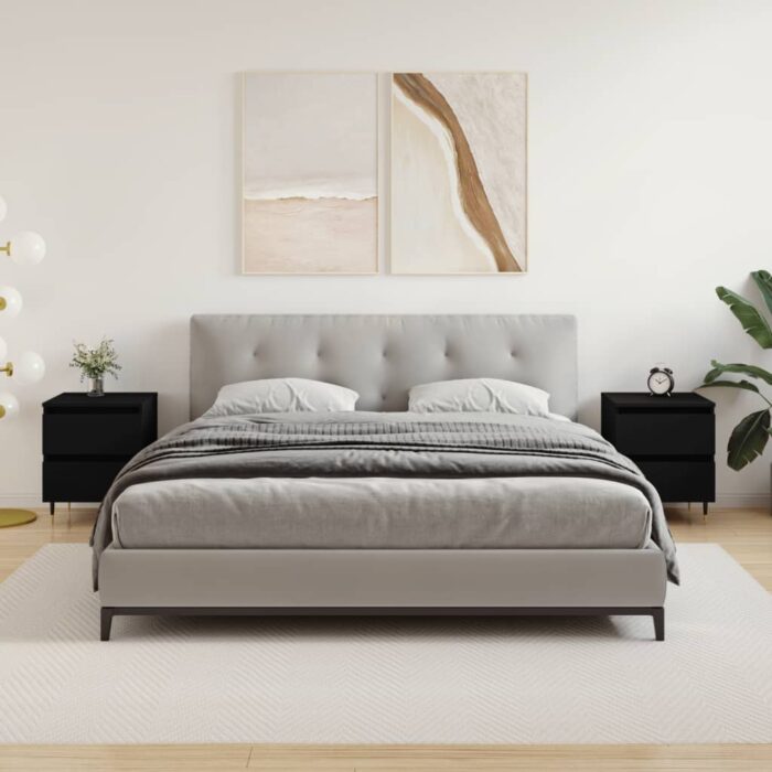 Tables de chevet 2 pcs noir 40x35x50 cm bois d’ingénierie – Image 1