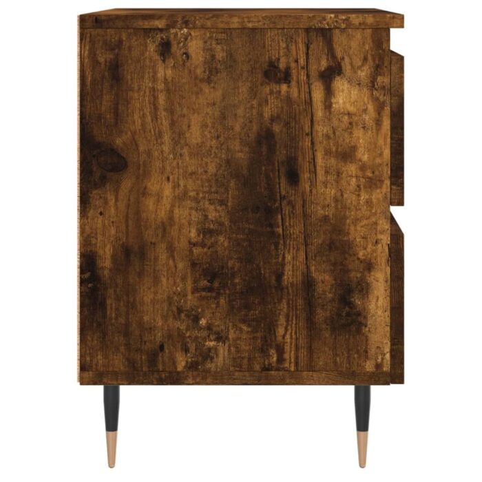 Table de chevet chêne fumé 40x35x50 cm bois d’ingénierie – Image 5