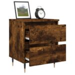 Tables de chevet 2 pcs chêne fumé 40x35x50 cm bois ingénierie – Image 2