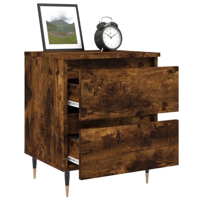 Tables de chevet 2 pcs chêne fumé 40x35x50 cm bois ingénierie – Image 2