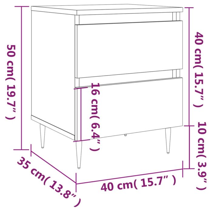 Tables de chevet 2 pcs chêne fumé 40x35x50 cm bois ingénierie – Image 9