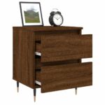Tables de chevet 2 pcs chêne marron 40x35x50 cm bois ingénierie – Image 2