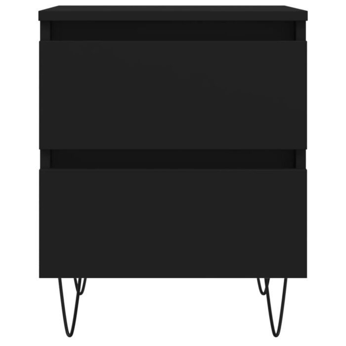 Table de chevet Noir 40x35x50 cm Bois d’ingénierie – Image 3