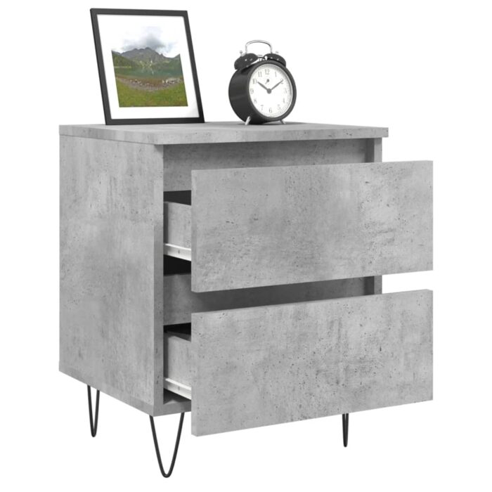 Tables de chevet 2 pcs gris béton 40x35x50 cm bois d’ingénierie – Image 2