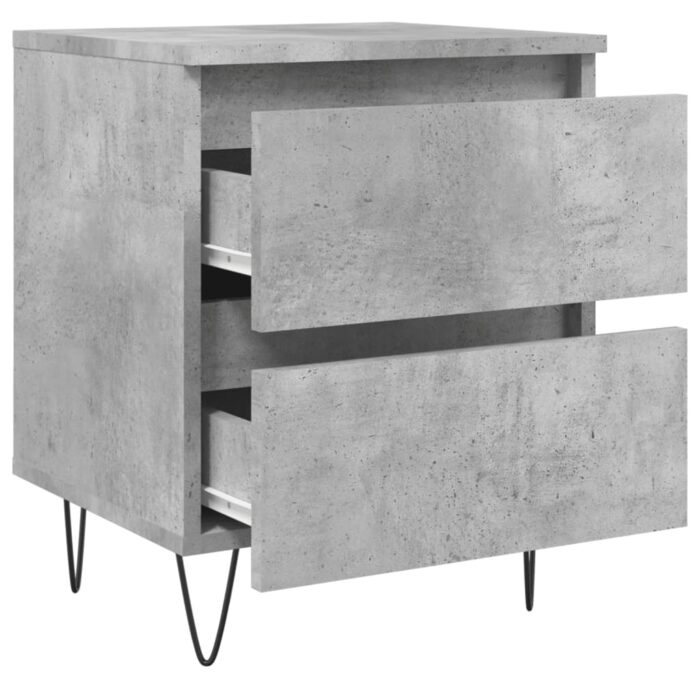 Tables de chevet 2 pcs gris béton 40x35x50 cm bois d’ingénierie – Image 4