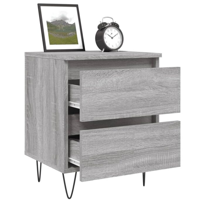 Tables de chevet 2 pcs sonoma gris 40x35x50 cm bois ingénierie – Image 2