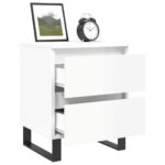 Tables de chevet 2 pcs blanc brillant 40x35x50 cm – Image 2