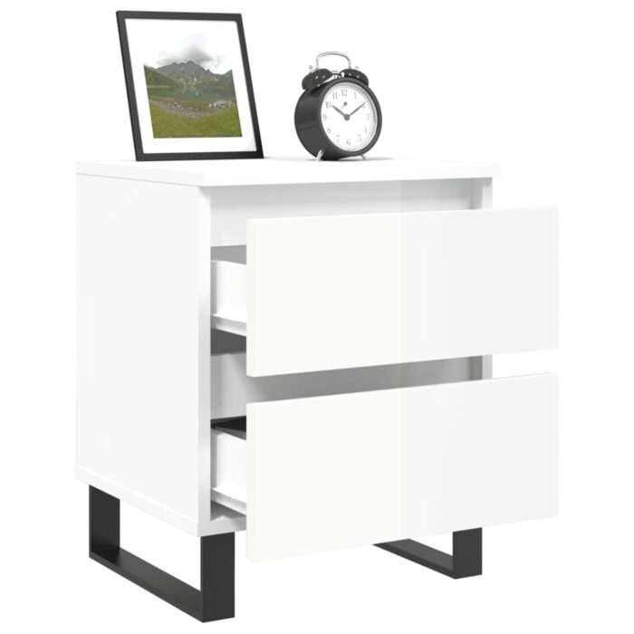 Tables de chevet 2 pcs blanc brillant 40x35x50 cm – Image 2
