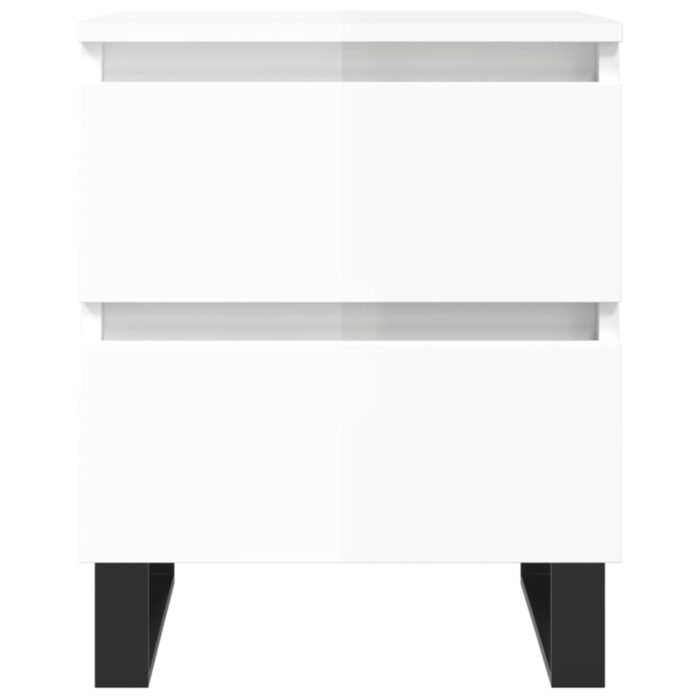Tables de chevet 2 pcs blanc brillant 40x35x50 cm – Image 3