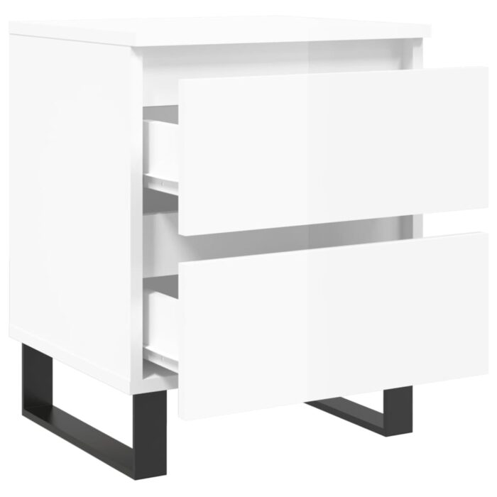 Tables de chevet 2 pcs blanc brillant 40x35x50 cm – Image 4