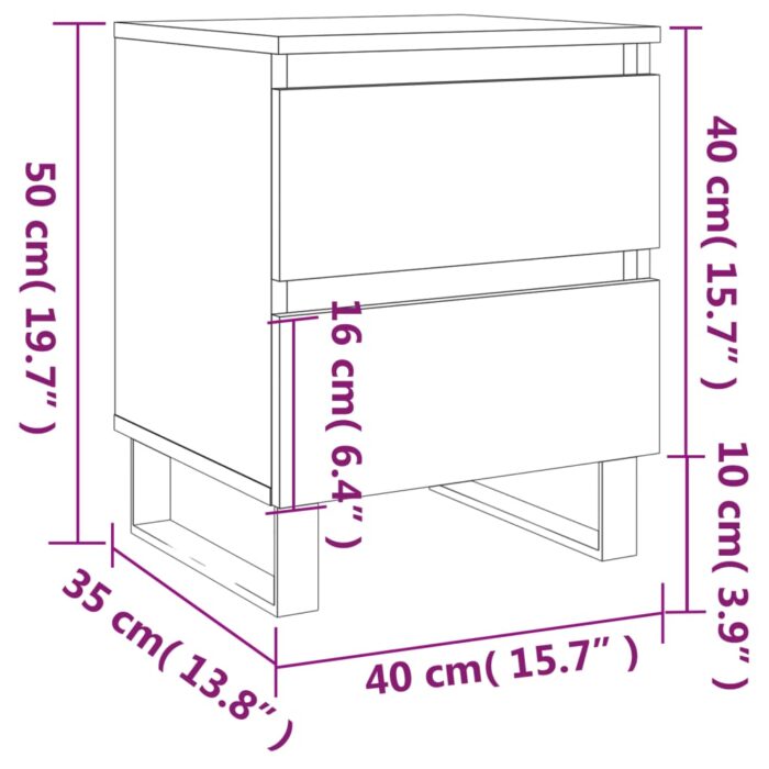 Tables de chevet 2 pcs blanc brillant 40x35x50 cm – Image 9