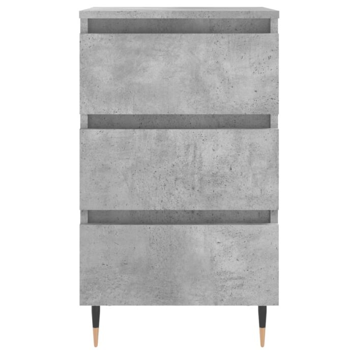 Tables de chevet 2 pcs gris béton 40x35x69 cm bois d’ingénierie – Image 3
