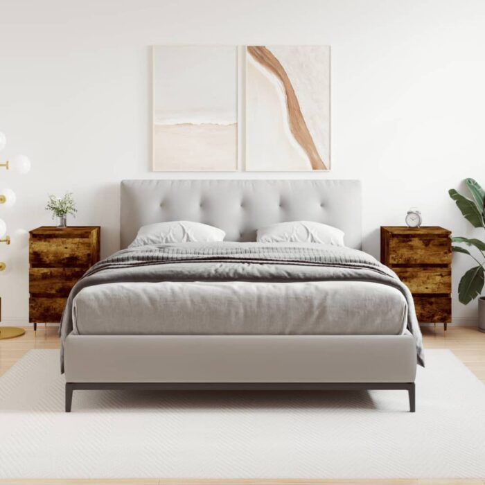 Tables de chevet 2 pcs chêne fumé 40x35x69 cm bois ingénierie – Image 1