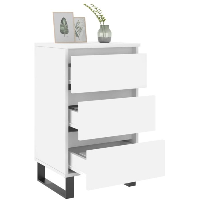 Tables de chevet 2 pcs blanc 40x35x69 cm bois d’ingénierie – Image 2
