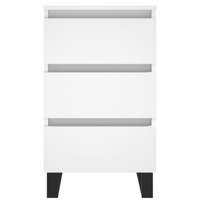 Tables de chevet 2 pcs blanc 40x35x69 cm bois d’ingénierie – Image 3