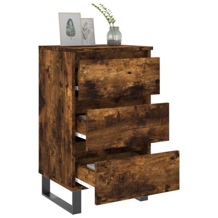 Tables de chevet 2 pcs chêne fumé 40x35x69 cm bois ingénierie – Image 2
