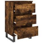 Tables de chevet 2 pcs chêne fumé 40x35x69 cm bois ingénierie – Image 4