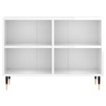 Meuble TV blanc brillant 69,5 x 30 x 50 cm bois d'ingénierie – Image 2
