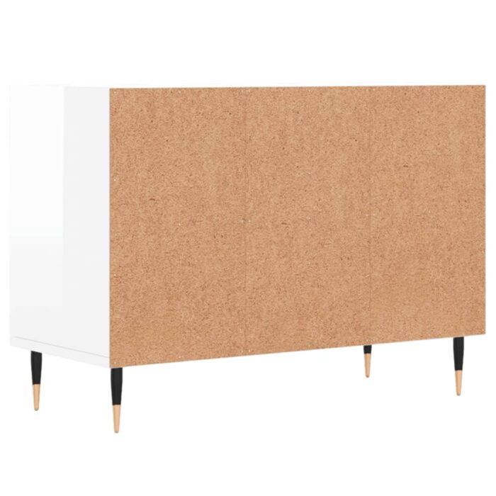 Meuble TV blanc brillant 69,5 x 30 x 50 cm bois d'ingénierie – Image 4