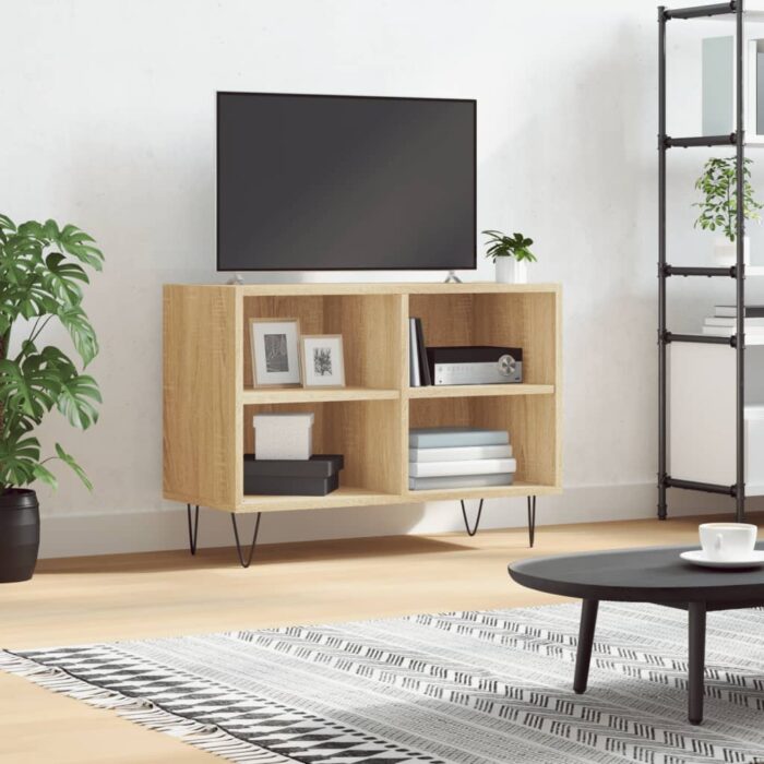 Meuble TV chêne sonoma 69,5 x 30 x 50 cm bois d'ingénierie – Image 1